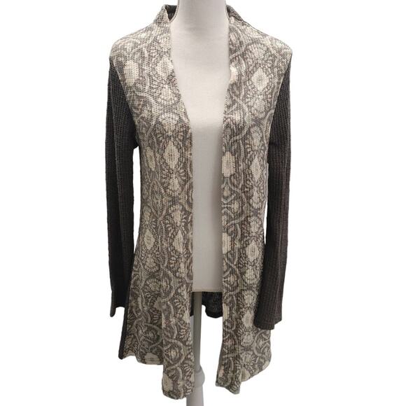 Simply Noelle Cardigan Sweater Long Small Medium 8-10 Geometric Gray - Picture 1 of 5